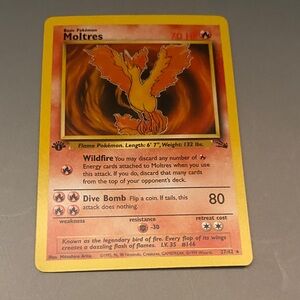 1st Edition 1999 MOLTRES Non Holo 27/62 Fossil Set Pokemon Card